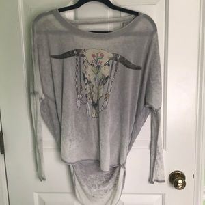 Chaser Open Back Skull Long Sleeve Shirt